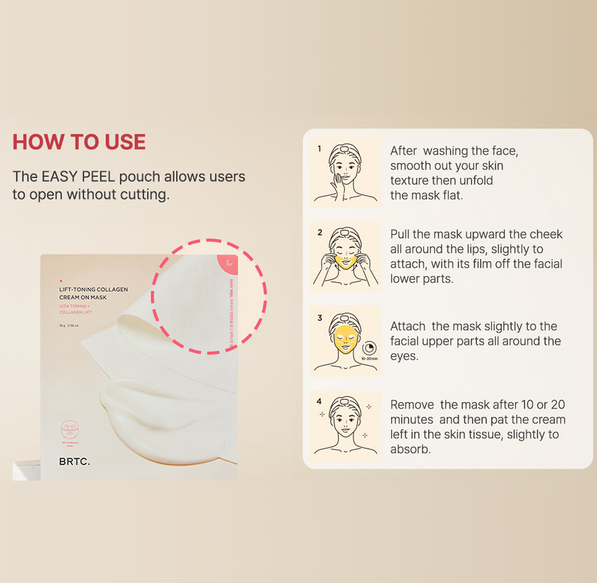 BRTC Lift-Toning Colleagen Cream On Mask (16g x 5 ea) - AMI Cosmetic